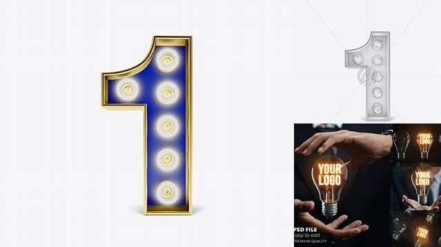 8592+ Number 1 Light Bulb Sign PSD Mockup Fully Customizable Photoshop Freebie