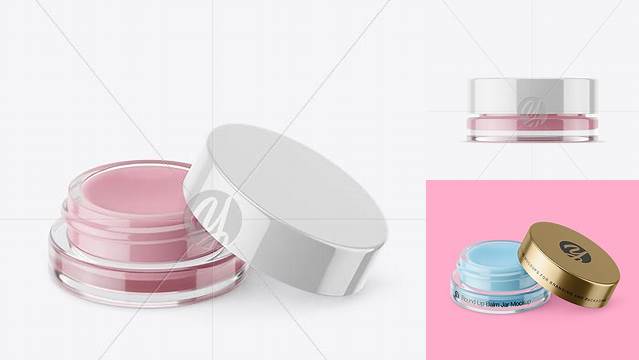 8593+ 5ml Lip Balm Jar with Glossy Cap PSD Mockup Free Stylish PSD for Graphic Designers