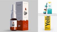 8593+ Nasal Spray Box PSD Mockup Front View High-Angle Shot Premium Free Graphic Resource