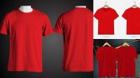 8596+ Mockup Kaos Merah Depan Belakang Include TIFF