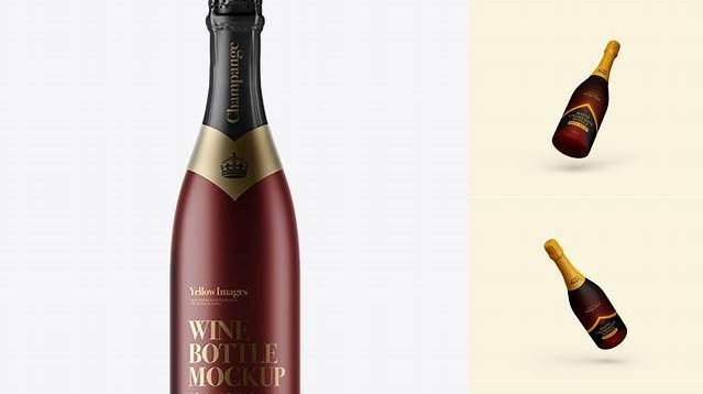 8597+ Matte Metallic Champagne Bottle PSD Mockup High-Quality PSD Files