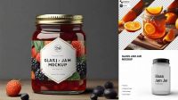 8601+ Clear Glass Jar with Orange Jam PSD Mockup Download Premium Free PSD