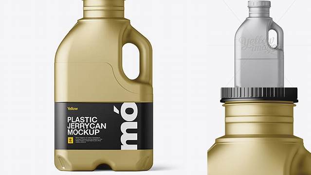 8601+ Metallic Jug With Paper Label PSD Mockup Side View Premium Design Freebie