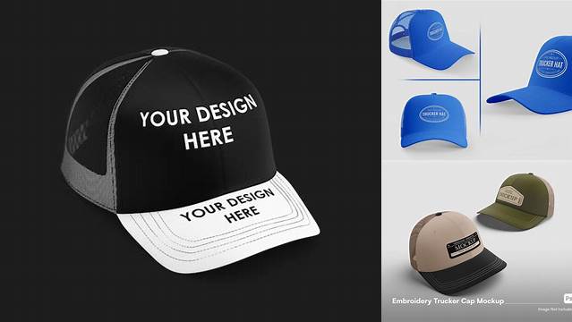 8604+ Trucker Cap PSD Mockup Side View Download Premium Free PSD