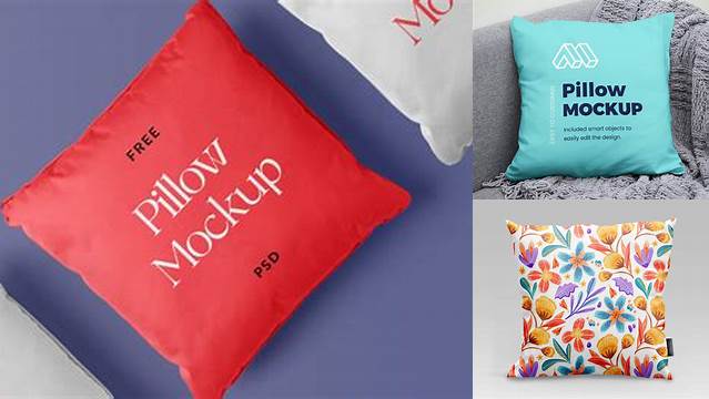 8605+ Square Pillow PSD Mockup Top View Creative Layered Mockup Freebie