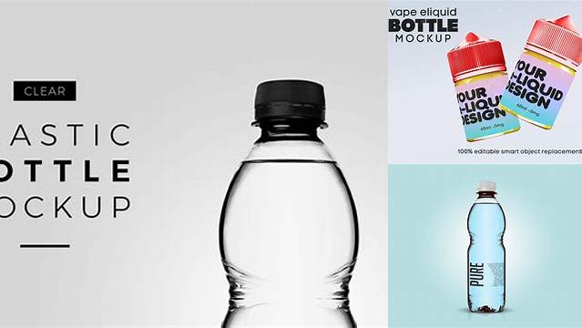 8608+ Clear Plastic Bottle With Transparent Liquid PSD Mockup Best Free Mockup PSD