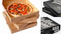 8608+ Two Pizza Textured Paper Boxes High Resolution