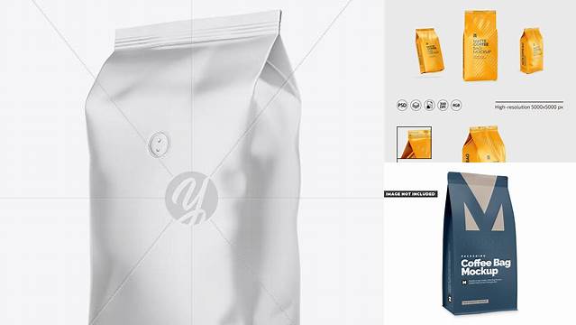 8611+ 1kg Matte Coffee Bag PSD Mockup Editable Graphic Design Files