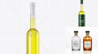 8611+ Clear Glass Yellow Liqueur Bottle PSD Mockup Exclusive Free Creative Mockup File