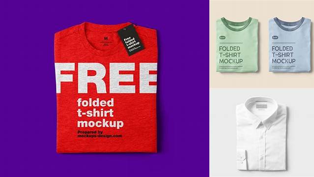 8615+ Folded Shirt PSD Mockup Top View Custom Graphic Resource Free Download