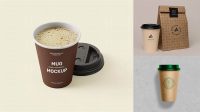 8617+ Kraft Small Coffee Cup PSD Mockup High-Angle Shot High-Quality Editable PSD