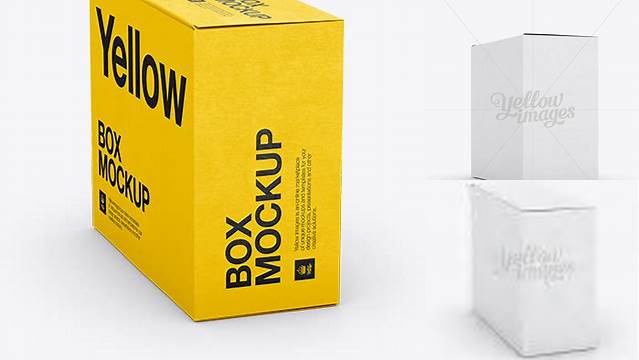 8621+ Small White Cardboard Box PSD Mockup 70° Angle Front View High-Angle Shot Premium Quality PSD Freebie