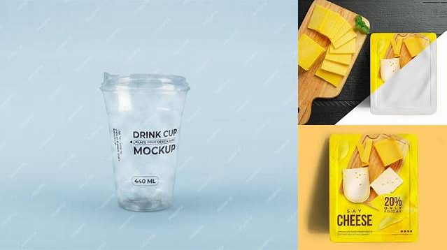 8624+ Plastic Cup with Cheese PSD Mockup Front Digital Download