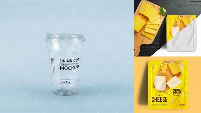 8624+ Plastic Cup with Cheese PSD Mockup Front Digital Download