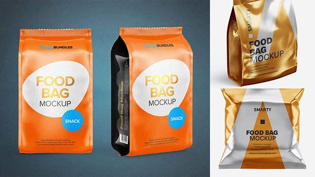 8625+ Metallic Food Bag PSD Mockup Front View Creative Free PSD Graphic Design