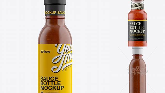 8626+ Salsa Sauce Glass Bottle with Flip-Top Cap PSD Mockup Free PSD Mockup Resource