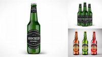 8627+ 750ml Green Glass Beer Bottle PSD Mockup Exclusive Free Photoshop Mockup