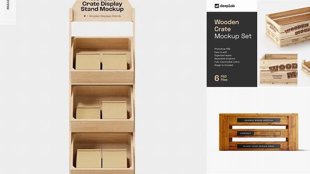 8627+ Empty Wooden Crate PSD Mockup Front View. Modern PSD Templates