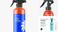 863+ Glossy Trigger Spray Bottle PSD Mockup Custom Design Freebie PSD