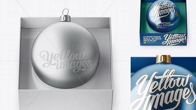 863+ Metallic Christmas Ball in Paper Box PSD Mockup High-Angle Shot Modern PSD Templates