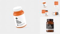 8631+ Metallic Pills Bottle PSD Mockup Modern Photoshop Resource