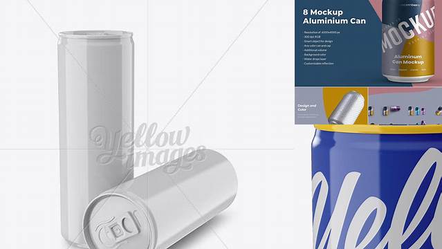 8631+ Two 250ml Glossy Aluminium Cans PSD Mockup Fully Customizable Photoshop Freebie