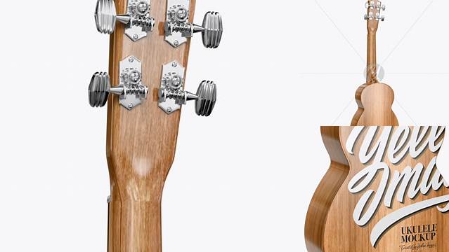 8632+ Wooden Ukulele PSD Mockup Back Half Side View Editable Mockup PSD