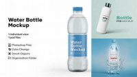 8633+ Glossy Water Bottle PSD Mockup Front View Creative and Modern PSD Freebie