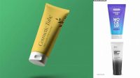 8634+ Matte Plastic Cosmetic Tube With Metallic Cap PSD Mockup Advanced Editable PSD