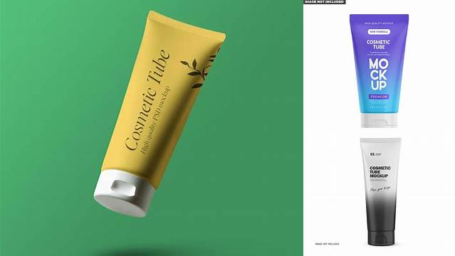 8634+ Matte Plastic Cosmetic Tube With Metallic Cap PSD Mockup Advanced Editable PSD