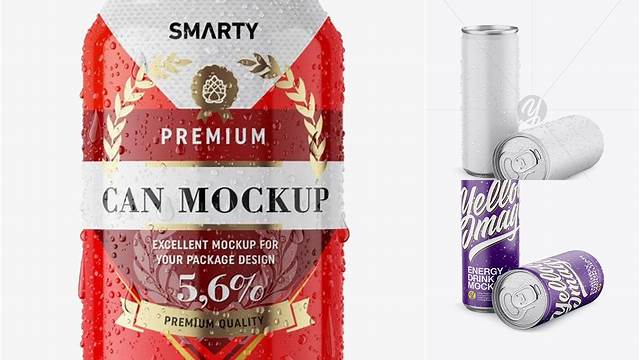 8638+ Two Matte Aluminium Cans With Condensation PSD Mockup Professional Graphic PSD Download