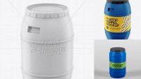 8647+ 100L Plastic Barrel PSD Mockup High-Angle Shot Downloadable PSD Design Template