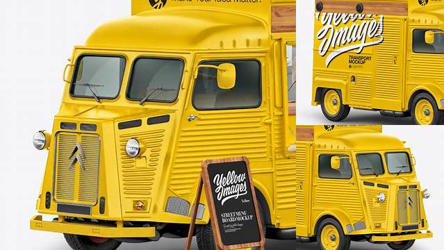 865+ Citroen Hy Van Food Truck PSD Mockup Half Side View Advanced Editable Template Free