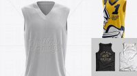 865+ Mens V-Neck Tank Top PSD Mockup Front 3/4 View Best for Showcase