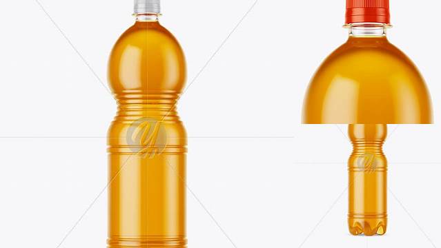 8650+ 1.5L Clear Plastic Orange Drink Bottle PSD Mockup Unique High-Resolution PSD