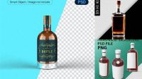 8651+ Clear Glass Bottle with Cognac PSD Mockup Professional Quality PSD Freebie