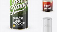 8651+ Medium Glossy Snack Tube PSD Mockup High-Angle Shot Editable Design PSD File