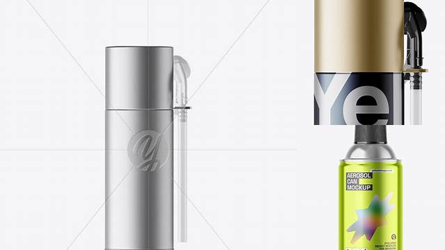 8652+ 300ml Pu-Foam Metallic Spray Can PSD Mockup Creative Digital PSD Download