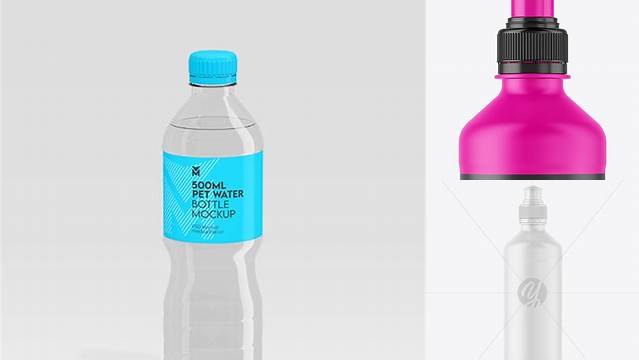 8652+ 500ml Matte PET Bottle PSD Mockup Free Editable Photoshop Template