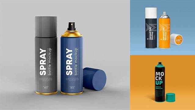 8653+ Aerosol Bottle with Clear Cap PSD Mockup Modern Free PSD Template