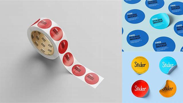 8659+ Round Sticker Mockup Free Mockup PSD