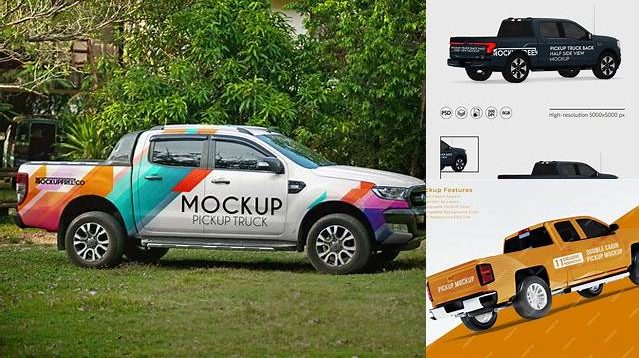 8661+ Pickup Truck PSD Mockup Half Side View Download Professional PSD