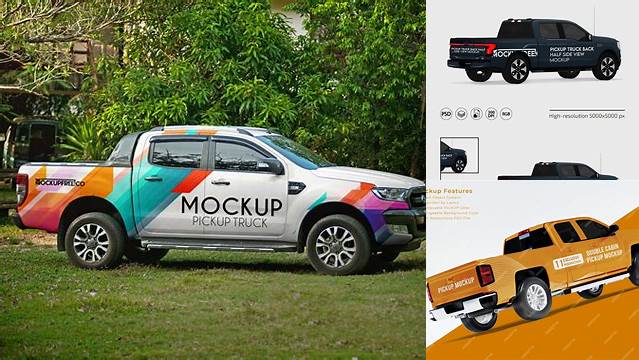 8661+ Pickup Truck PSD Mockup Half Side View Download Professional PSD