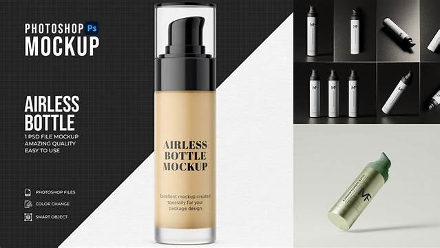 8668+ Airless Pump Bottle Mockup Free Professional Graphic PSD Download