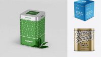 8668+ Metallic Square Tin Box PSD Mockup High-Resolution Graphic