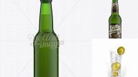 8669+ 33cl Long Neck Green Glass Bottle PSD Mockup Editable Design PSD File