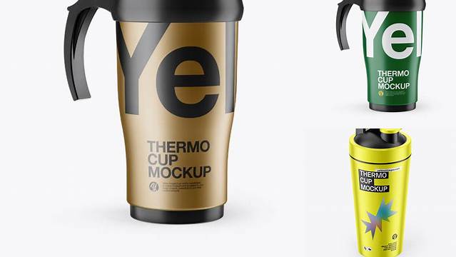 8672+ Metallic Opened Thermo Cup PSD Mockup Creative Digital PSD Download