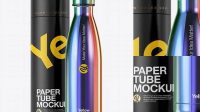 8673+ 500ml Chameleon Stainless Steel Bottle with Paper Tube PSD Mockup Unique High-Resolution Design Freebie