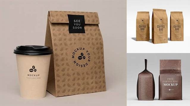 8676+ Kraft Paper Coffee Bag With Valve PSD Mockup Front View Digital Resource Free Download