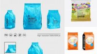 868+ Glossy Snack Bag PSD Mockup Front View Advanced Editable PSD